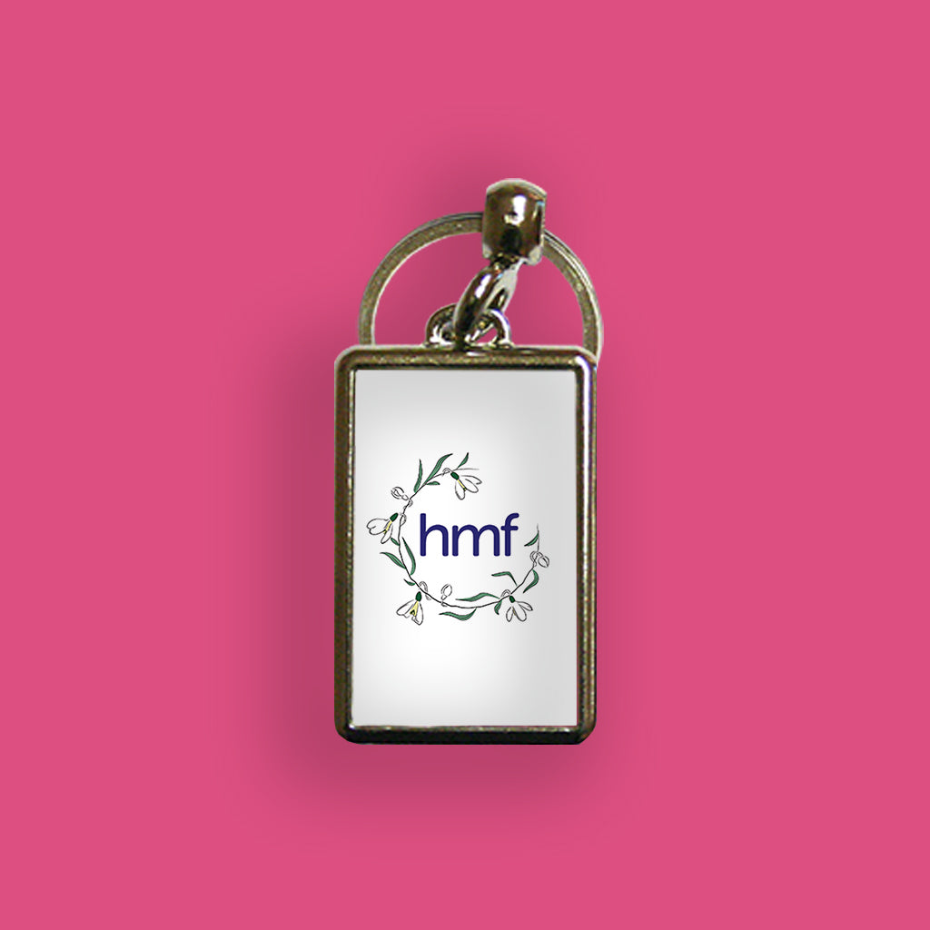 HMF Surrounded by Snowdrops Metal Keyring