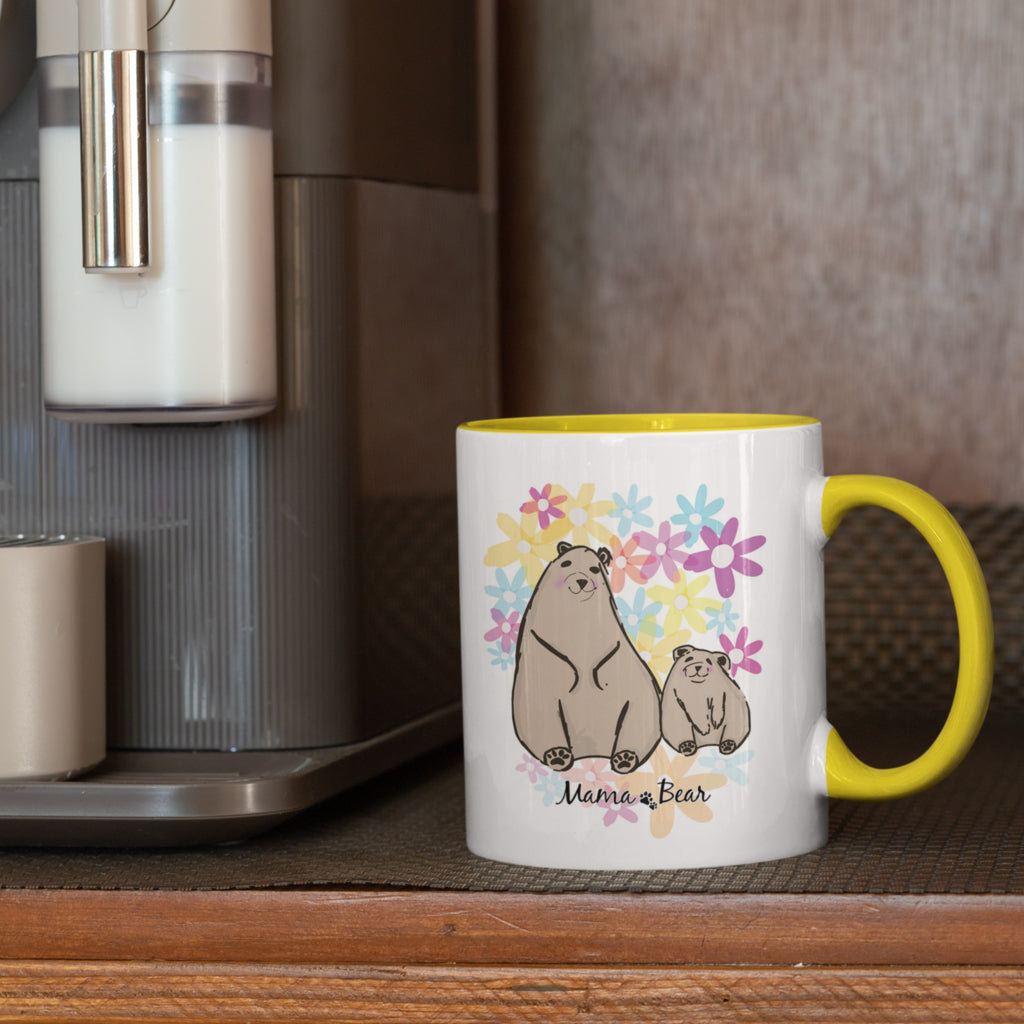 Mum & Baby Bear with Flowers Porcelain Mug