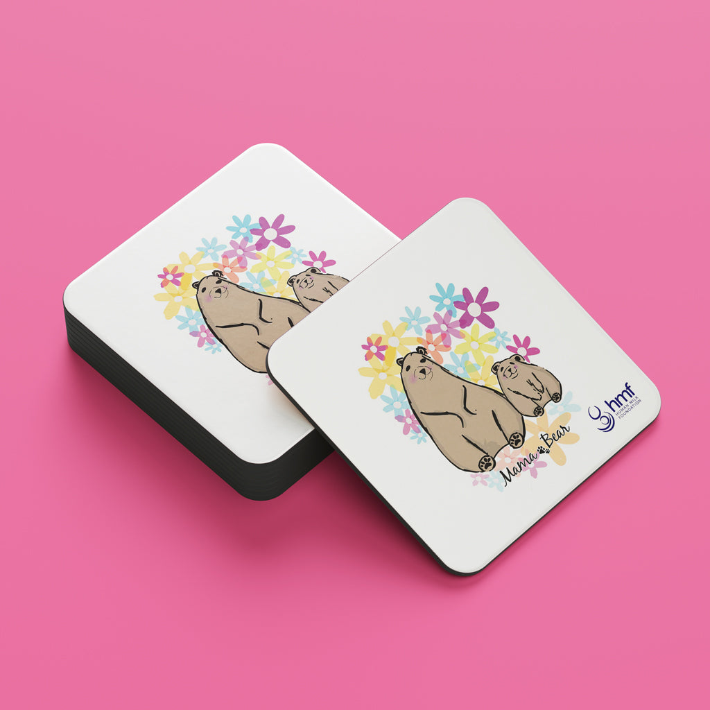 Mum & Baby Bear with Flowers Coaster