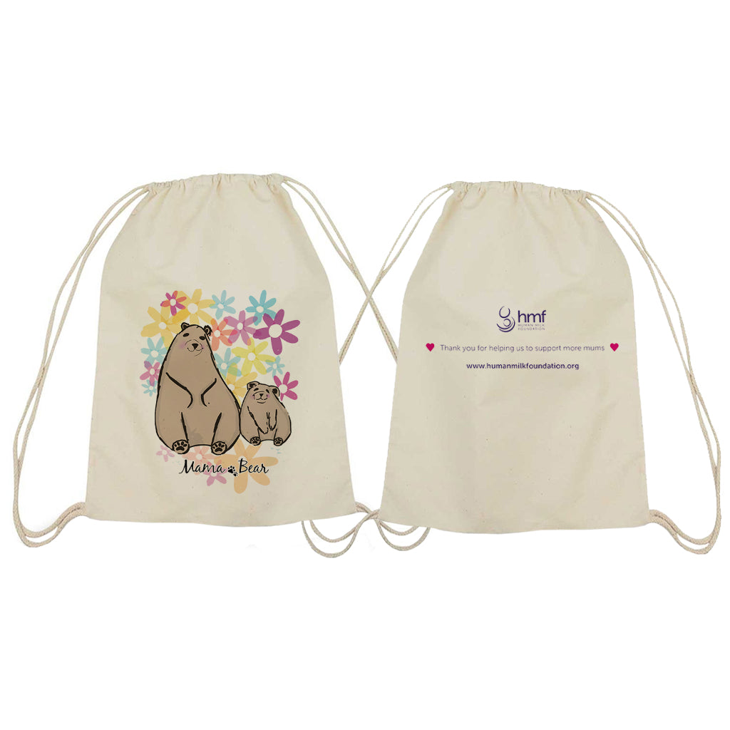 Mum & Baby Bear with Flowers Drawstring Bag