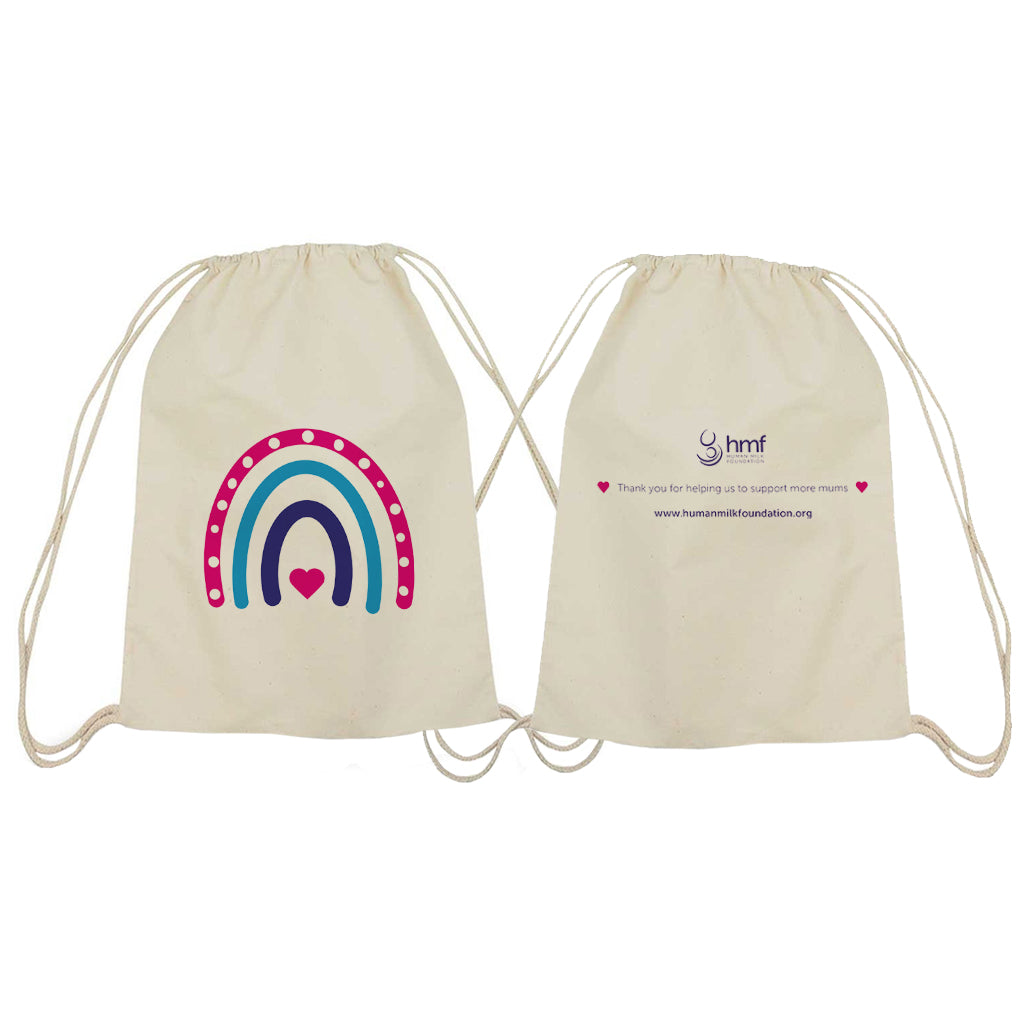 Rainbow Heart Drawstring Bag