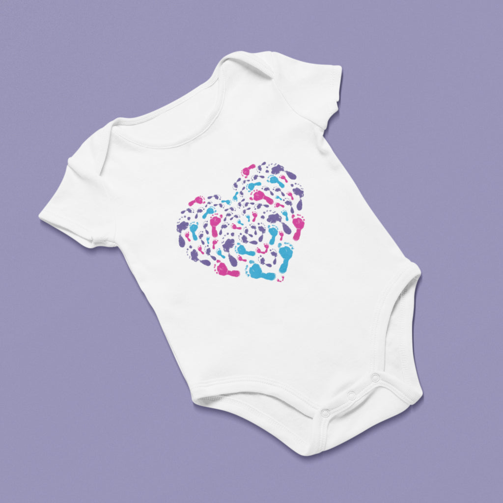 Footprints Heart Baby Grow