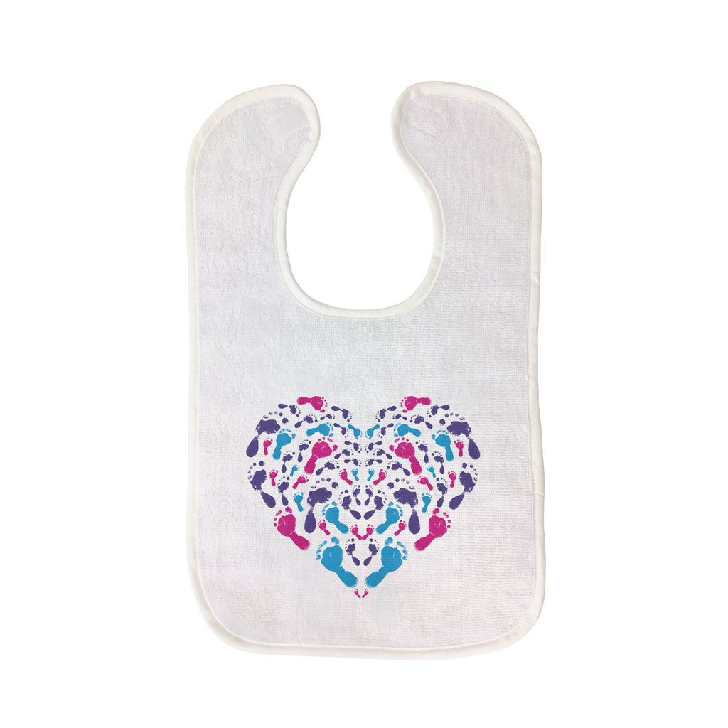 Footprints Heart Baby Bib