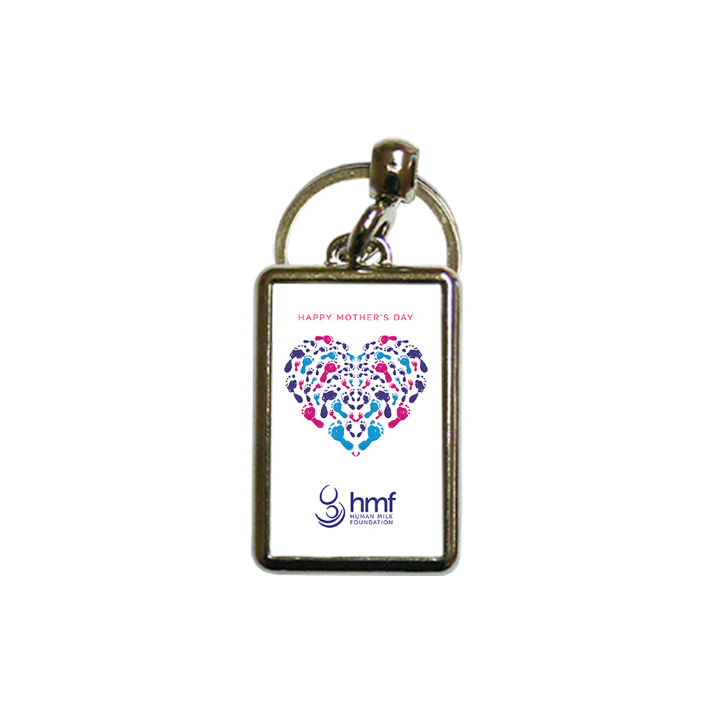 Happy Mother's Day Footprints Heart Metal Keyring