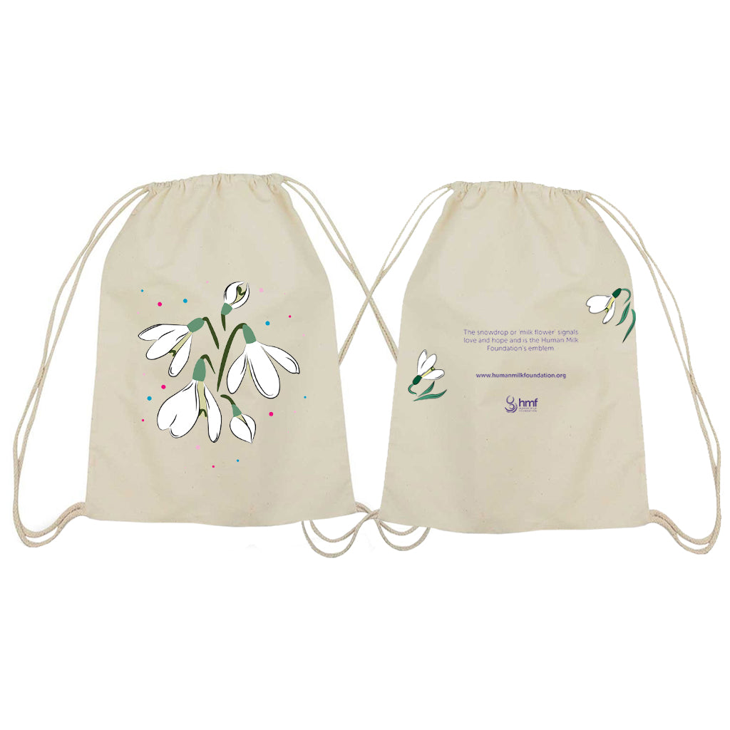 Snowdrop Milkflower Drawstring Bag