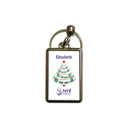 Christmas Tree Personalised Metal Keyring