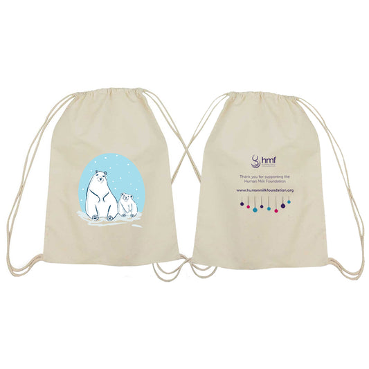 Mum and Baby Polar Bear Drawstring Bag