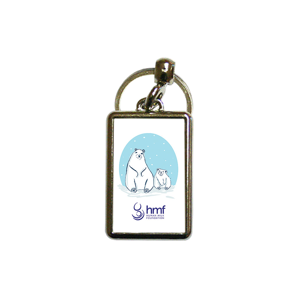 Mum and Baby Polar Bear Metal Keyring