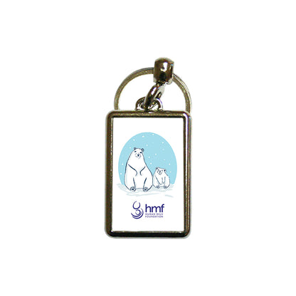Mum and Baby Polar Bear Metal Keyring