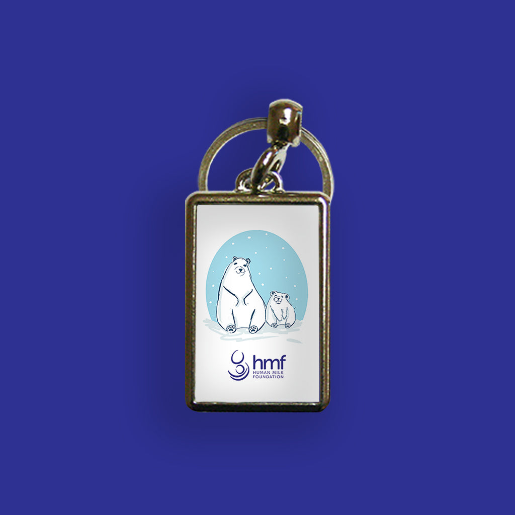 Mum and Baby Polar Bear Metal Keyring