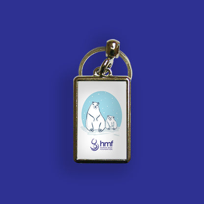 Mum and Baby Polar Bear Metal Keyring