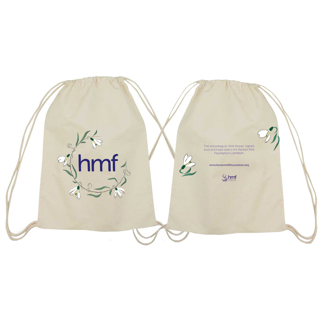 hmf with Flowers Drawstring Bag