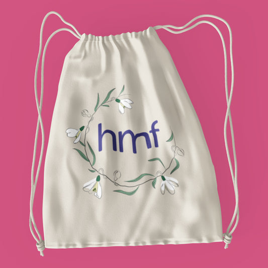 hmf with Flowers Drawstring Bag