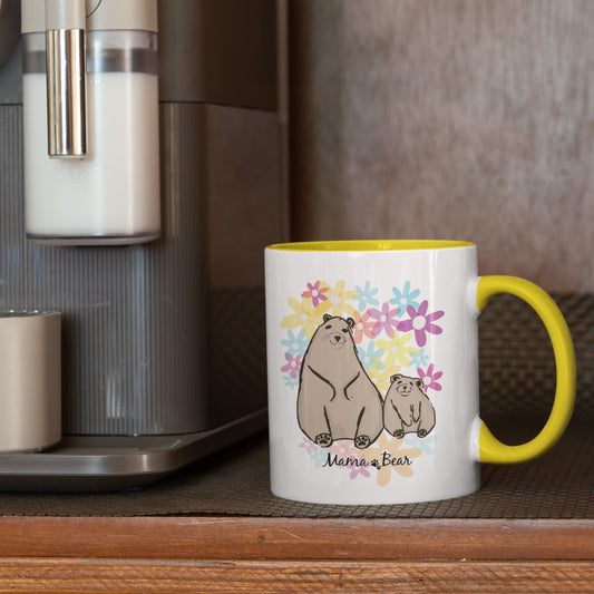 Mum & Baby Bear with Flowers Porcelain Mug