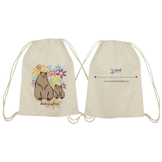 Mum & Baby Bear with Flowers Drawstring Bag