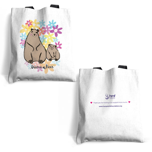 Mum & Baby Bear with Flowers Tote Bag