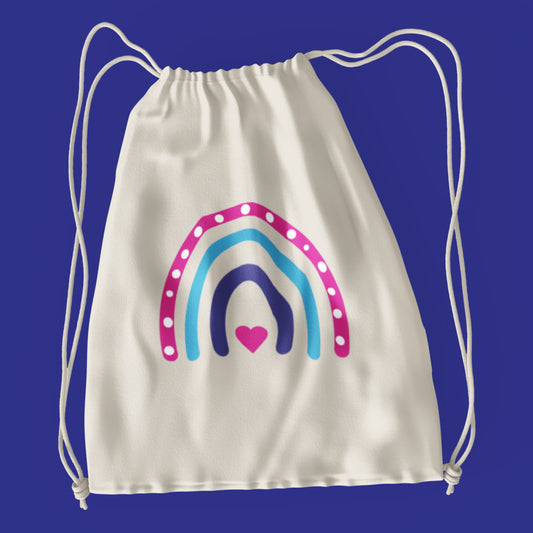 Rainbow Heart Drawstring Bag