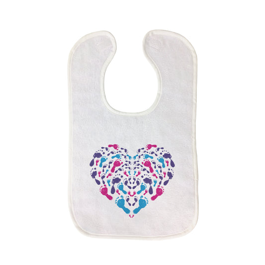 Footprints Heart Baby Bib