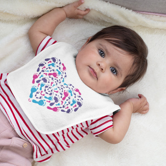 Footprints Heart Baby Bib