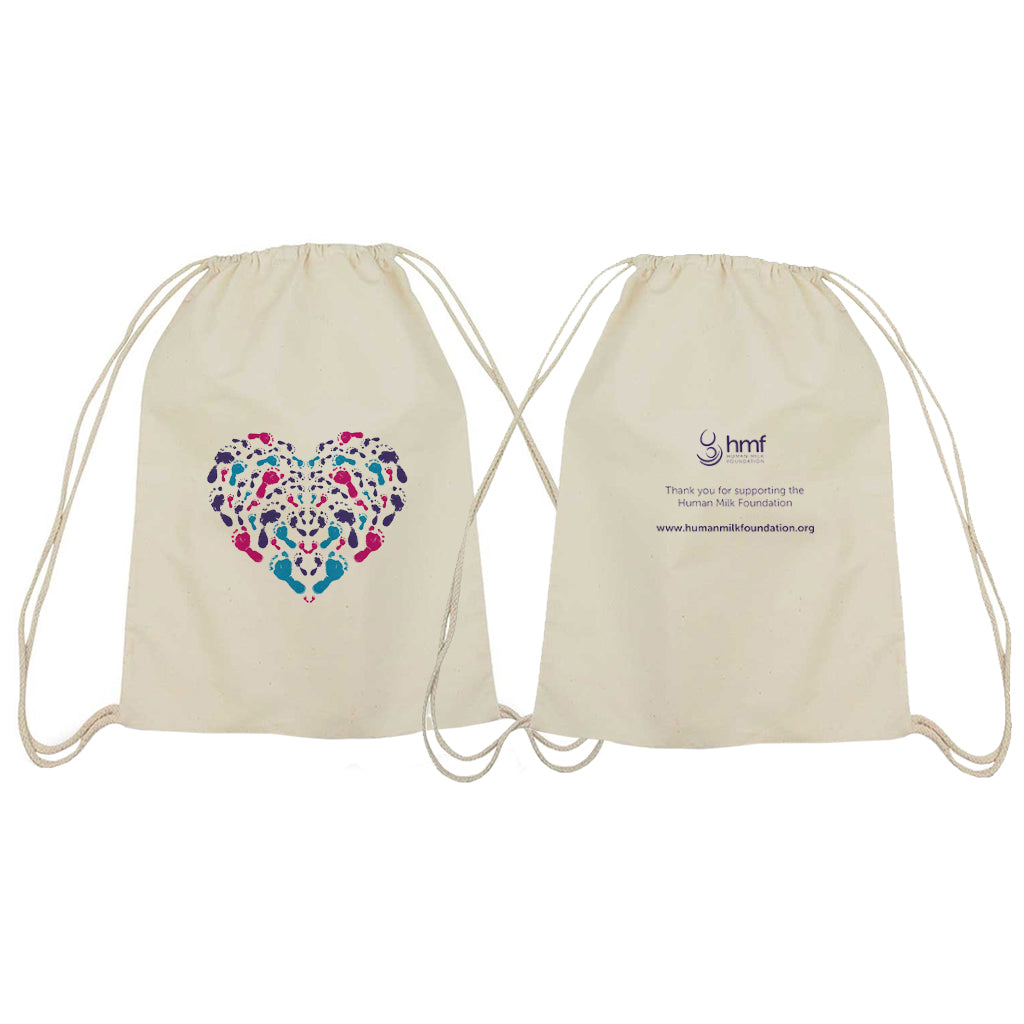 Footprints Heart Drawstring Bag