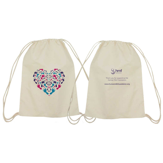 Footprints Heart Drawstring Bag