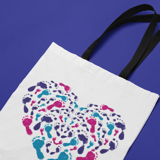 Footprints Heart Tote Bag