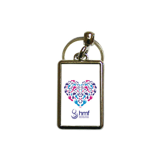 Footprints Heart Metal Keyring