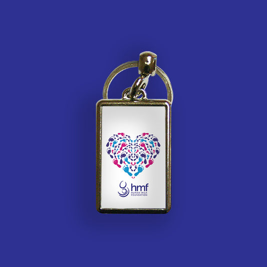 Footprints Heart Metal Keyring