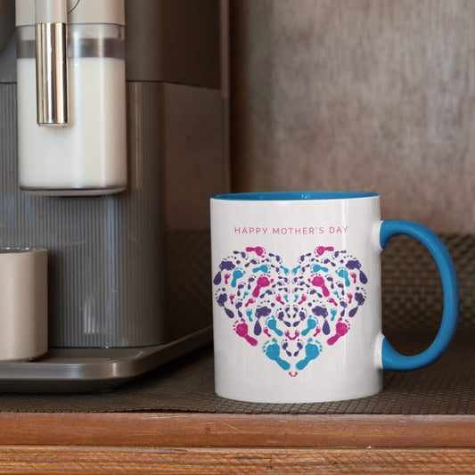 Happy Mother's Day Footprints Heart Porcelain Mug