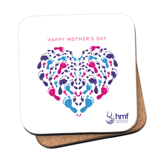 Happy Mother's Day Footprints Heart Coaster