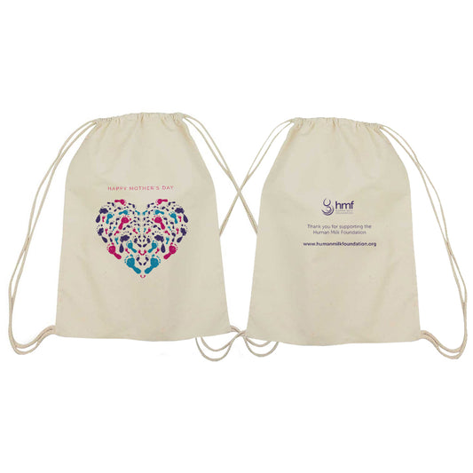 Happy Mother's Day Footprints Heart Drawstring Bag