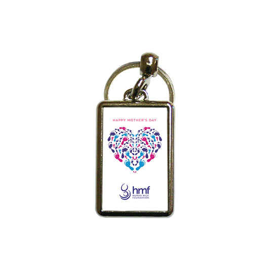 Happy Mother's Day Footprints Heart Metal Keyring