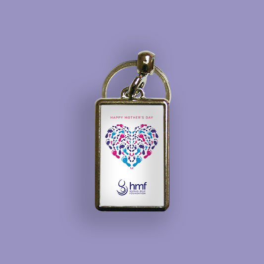 Happy Mother's Day Footprints Heart Metal Keyring