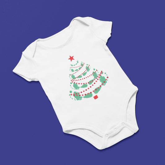 Footprints Christmas Tree Baby Grow