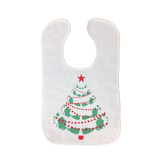 Footprints Christmas Tree Baby Bib
