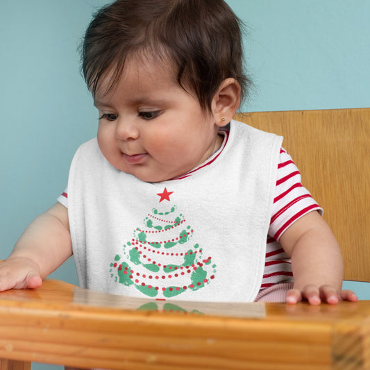 Footprints Christmas Tree Baby Bib