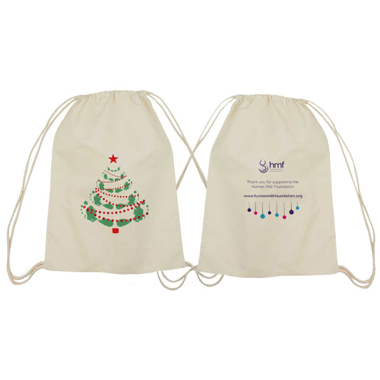 Footprints Christmas Tree Drawstring Bag