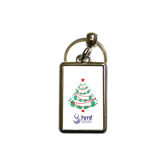 Footprints Christmas Tree Metal Keyring