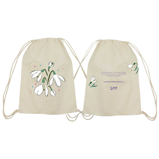 Snowdrop Milkflower Drawstring Bag