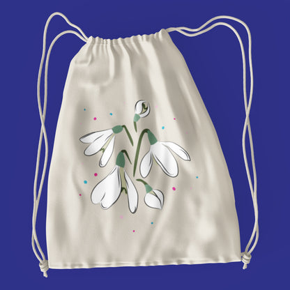 Snowdrop Milkflower Drawstring Bag