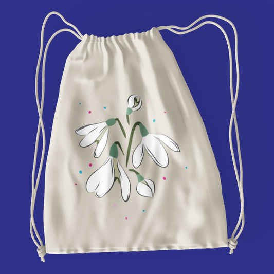 Snowdrop Milkflower Drawstring Bag