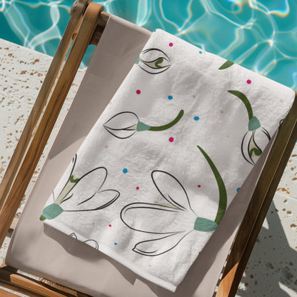Snowdrop Milkflower Field Beach Towel