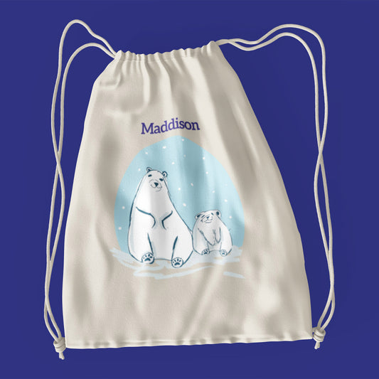 Winter Bears Personalised Drawstring Bag