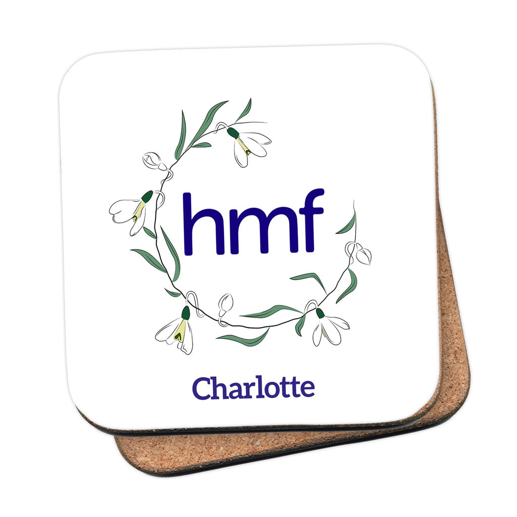HMF Surrounded by Snowdrops Personalised Coaster