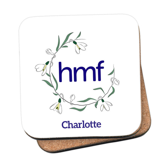 HMF Surrounded by Snowdrops Personalised Coaster