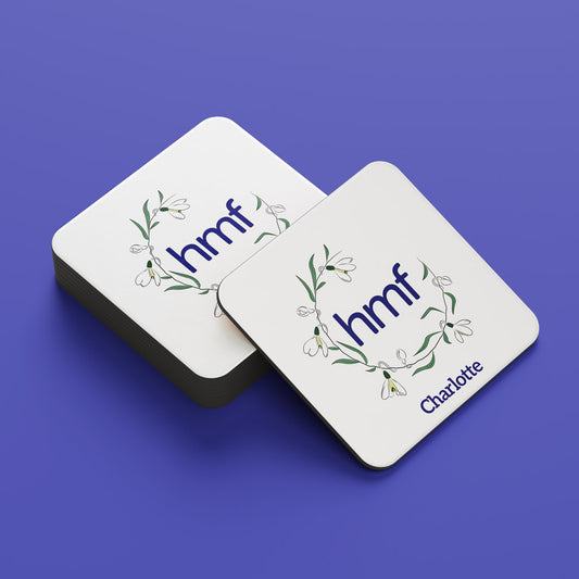 HMF Surrounded by Snowdrops Personalised Coaster