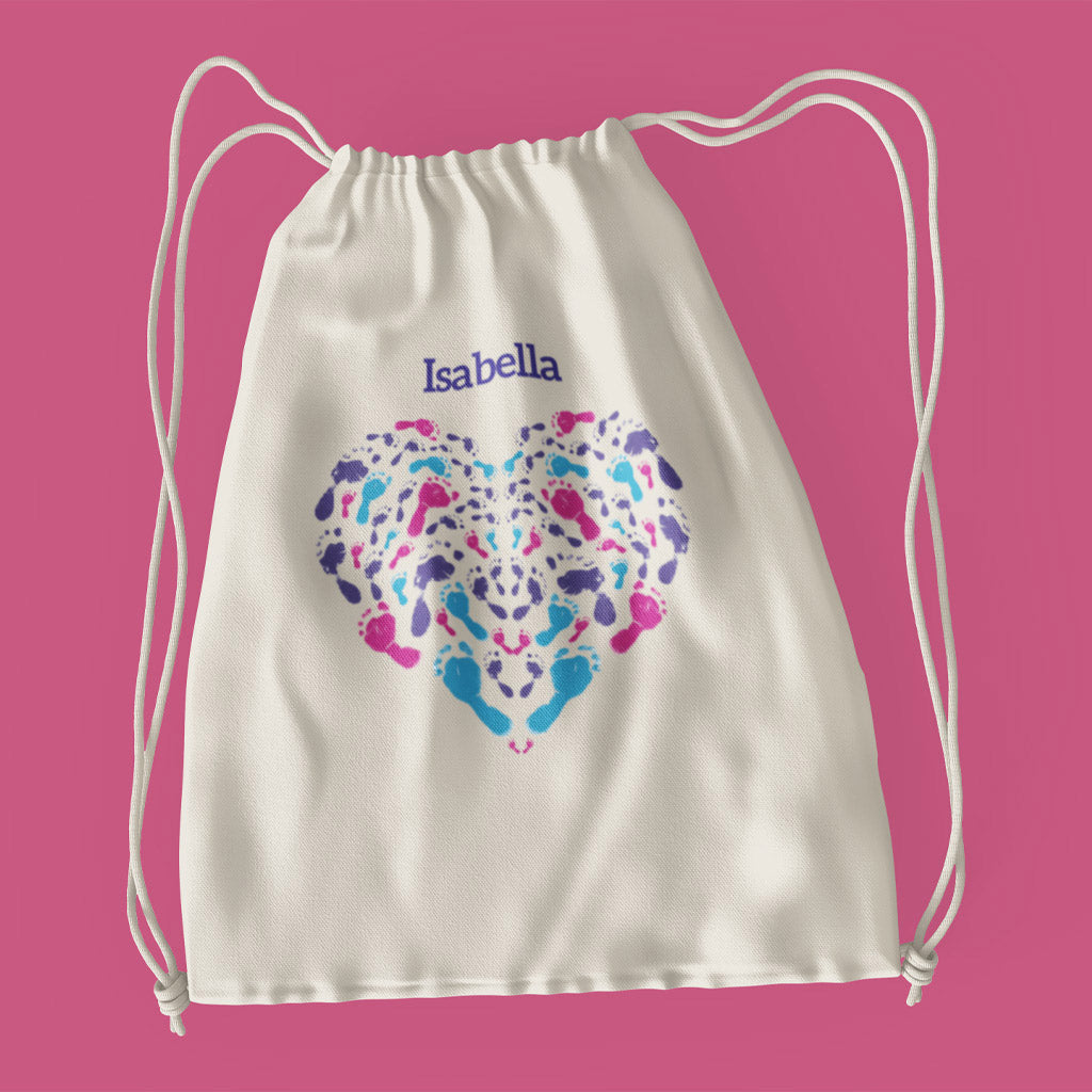 Little Heart Personalised Drawstring Bag