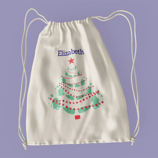 Christmas Tree Personalised Drawstring Bag