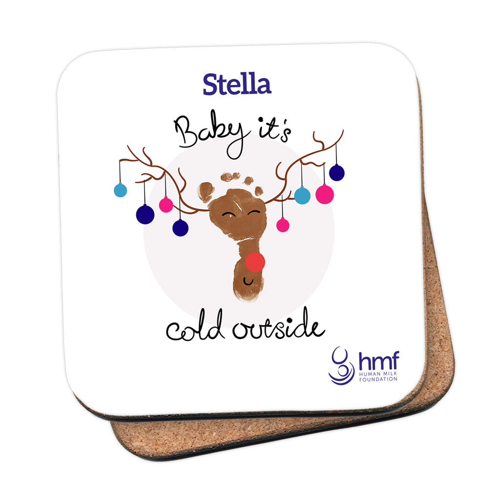 Coaster Personol Babi Mae'n Oer y Tu Allan