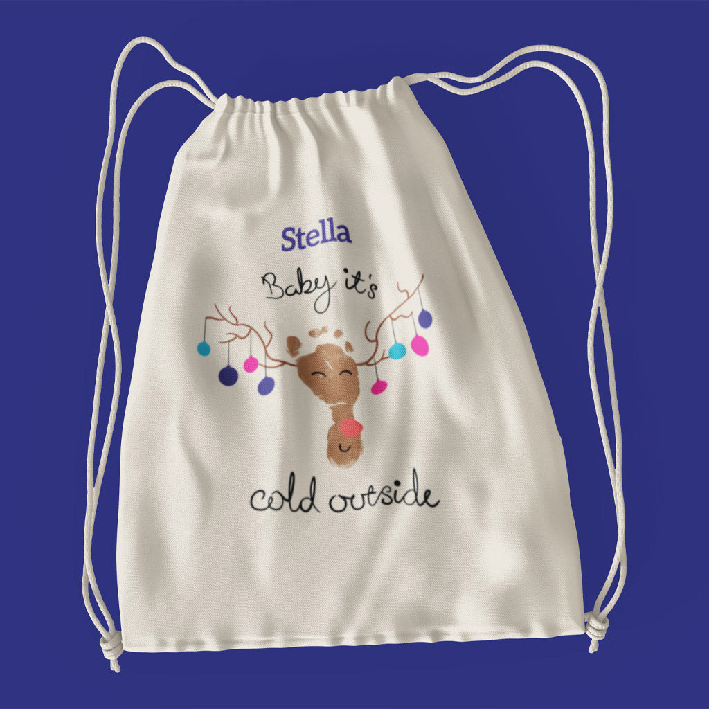Baby It's Cold Outside Personalised Drawstring Bag